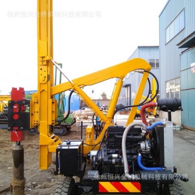 徐州打樁機(jī)廠家裝載式公路護(hù)欄打樁機(jī) 360型號(hào)輪式震動(dòng)高速打孔機(jī)