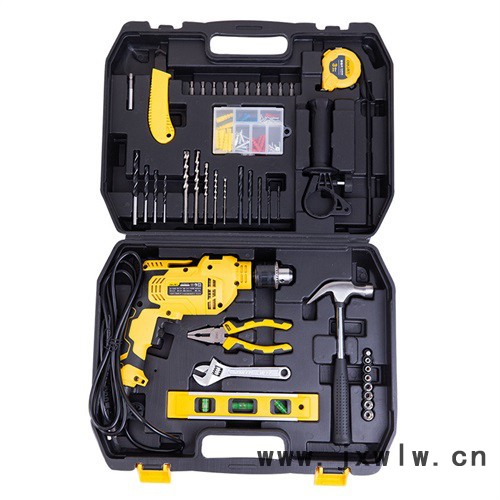 得力工具DL6011 沖擊鉆套裝手電鉆工具箱電動(dòng)工具多功能螺絲刀套裝