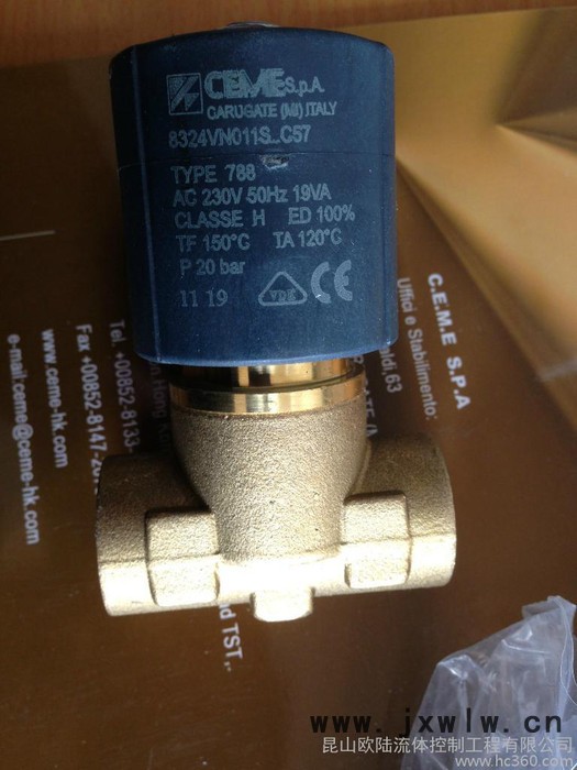 CEME電磁閥8324 原裝進口 滅菌器高溫電磁閥TYPE 788 /數(shù)控切割